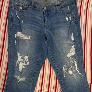 Torrid Blue Distressed Ankle Jeans